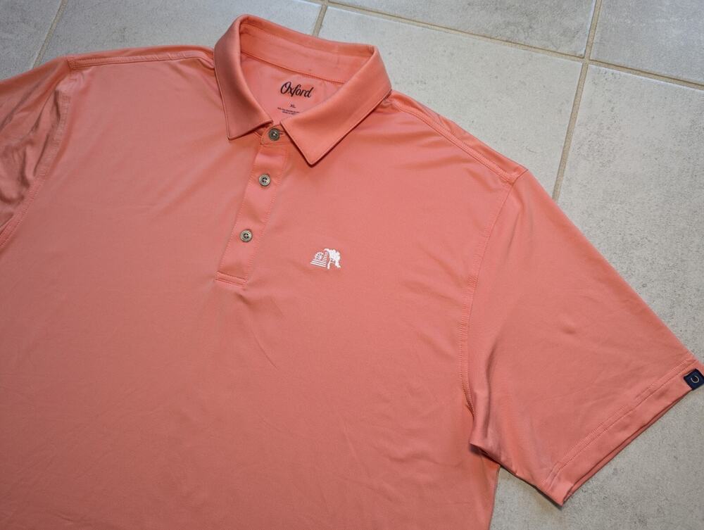 Oxford America Men's XL Golf Polo Shirt Short Sleeve Salmon Chest Logo Stretch